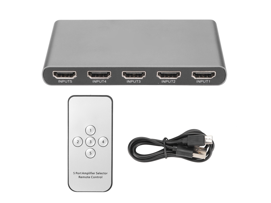 Comutador de Interface Multimídia HD 5x1 com Controle Remoto | S/MARCA