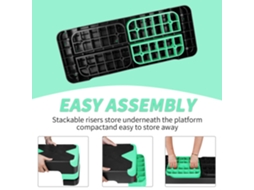Step Aeróbico 68,5cm Verde, 3 Alturas, Prático Para Exercícios Aeróbicos E Fortalecimento Muscular.