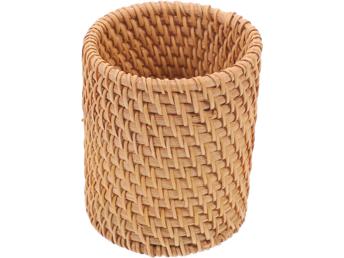 Organizador de lápis Nuobesty em rattan resistente, grande capacidade, para mesa, com detalhes finamente trabalhados.
