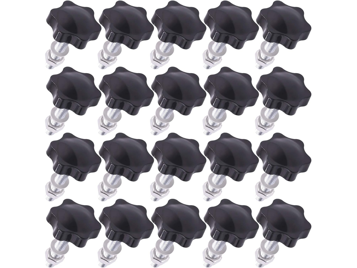 Conjunto De 20 Botões Estrela Com Rosca Macho M8 X 40mm Para Aperto Manual, Peças De Reposição Liberação Rápida Com