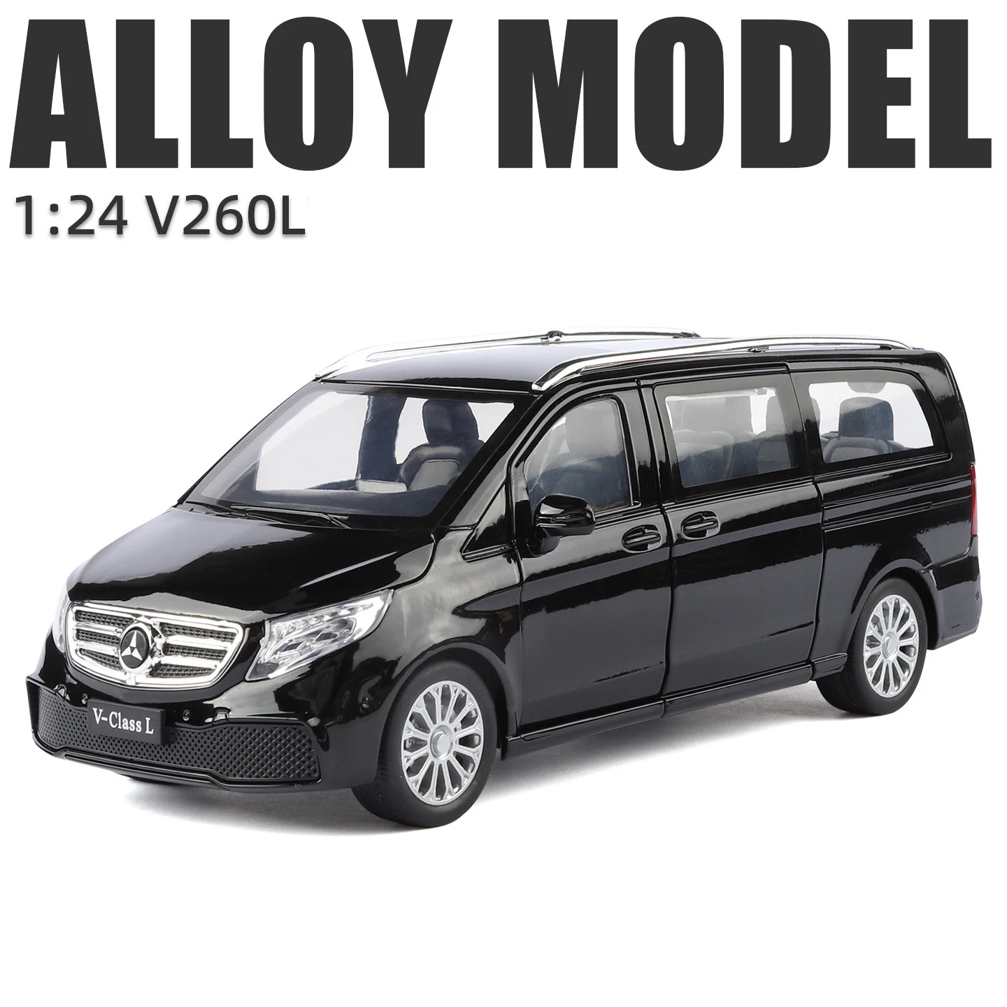 (preto) Miniatura De Carro Em Liga Metálica Na Escala 1:24 Com Função De Fricção, Som E Luz.