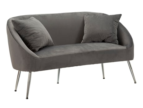 Sofá Glam De 2 Lugares Em Veludo 137x69x79 Cm Cinza E Prateado Mauroferretti
