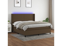 Cama Box Spring C/ Colchão/led 160x200cm Tecido Castanho-escuro