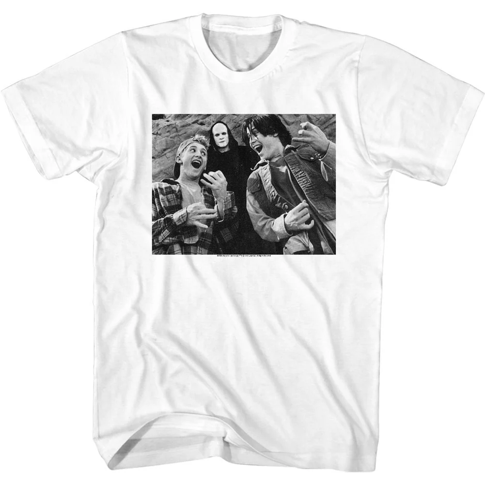 Unisex Adult T-shirt Rockinstone Bill And Ted And Death White Sizel