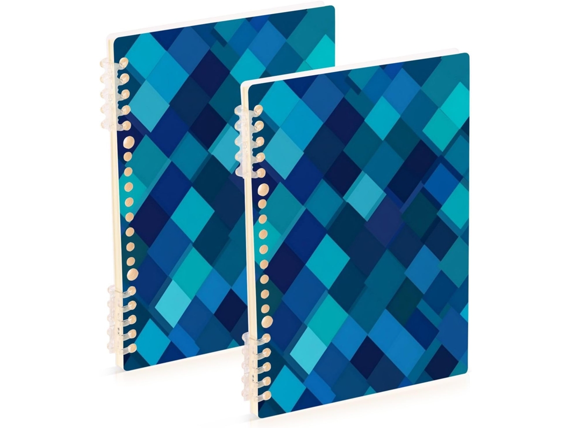 Conjunto de 2 Cadernos A5, Azul petróleo e Azul royal, 21,1 X 14,5 Cm, Resistentes com Espiral Linhas Largas,