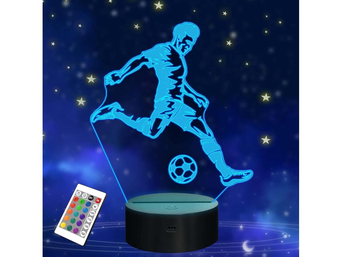 Luminária Noturna de Futebol, Presente Perfeito de Aniversário e Natal para Meninos Meninas Que Amam Esportes. Possui Controle Remoto BRILVIBERA