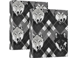 Pasta Wolf Preta E Cinza de 1, 5 Polegadas, Três Carimbos Com Prancheta, Pacote Com 1 2 Unidades, Materiais de