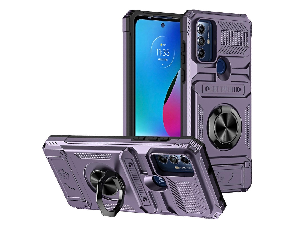 Capa De Celular Tpupc À Prova De Choque Com Compartimento Para Cartão E Suporte De Anel De Metal
