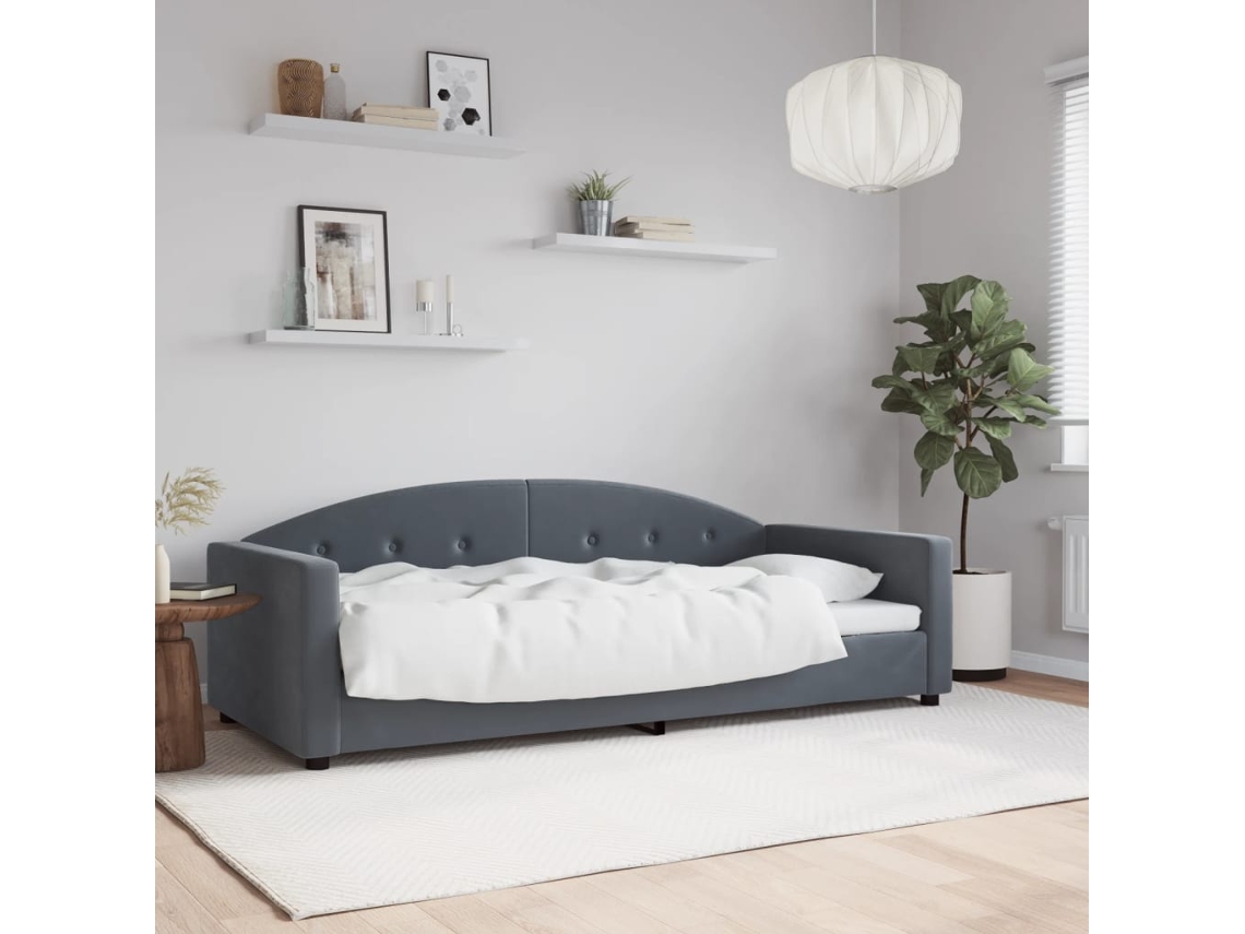 Vidaxl Sofá-cama 90x200 Cm Veludo Cinzento-escuro
