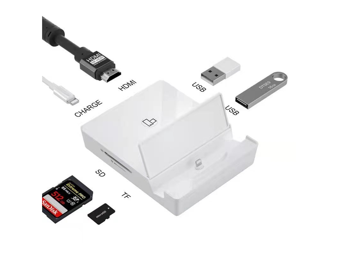 Estação De Ancoragem Bestvite Hub Lightnin Hd Para Apple Acessórios Iphone 12 11 X 8 Ipad Base Universal Dock Branco
