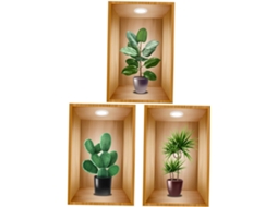 Jojofuny 3 Peças De Adesivos De Parede De Plantas Em Vasos Decoração Murale Pour Salon Chambre Et Cuisine Autocollants De Fleurs Créatifs Et Élégants