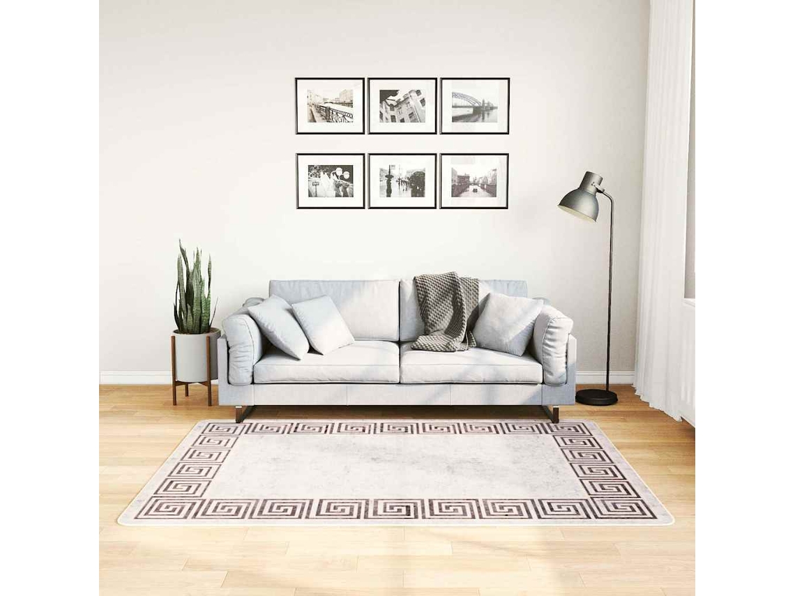 Vidaxl Tapete Lavável 120x180 Cm Bege-claro