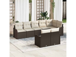 Vidaxl Conjunto De Sofá De Jardim 8 Unid. Marrom E Branco Vime Pe