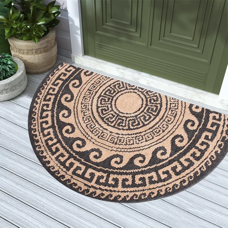 Tapete Semicircular Em Estilo Étnico (60x90cm), Com Padrão Geométrico Retrô, Resistente Ao Desgaste E Fácil De Limpar. (estilo 9, 60x90cm)