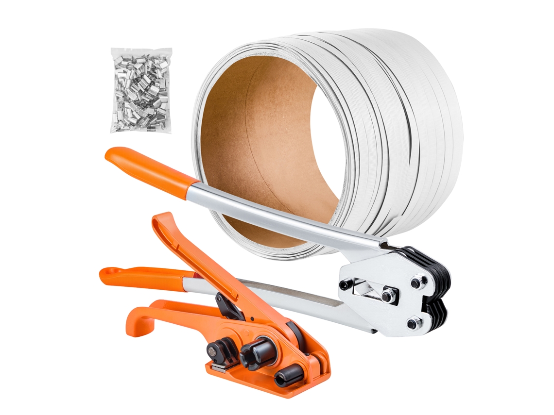 Kit De Cinta Amarração Manual Com Fita Pp 100 M E Fechos Metálicos, Ferramenta Para Embalagem, Completo Armazém, Mercado, Garagem, Envios, Mudanças