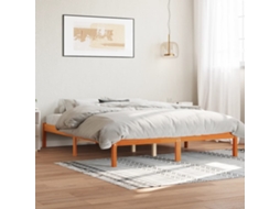 Cama Sem Colchão 150x200 Cm Madeira Pinho Maciça Castanho-mel
