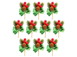 10 Ramilletes Decorativos De Natal 10cm Em Plástico