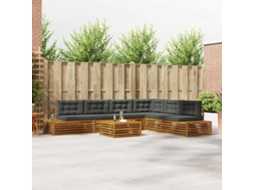 Vidaxl Conjunto De Sofás Para Exterior 7 Peça Natural E Antracite