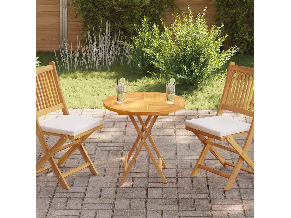 Vidaxl Tampo De Mesa Redondo 2,5 Cm 70 Cm Madeira De Teca Maciça