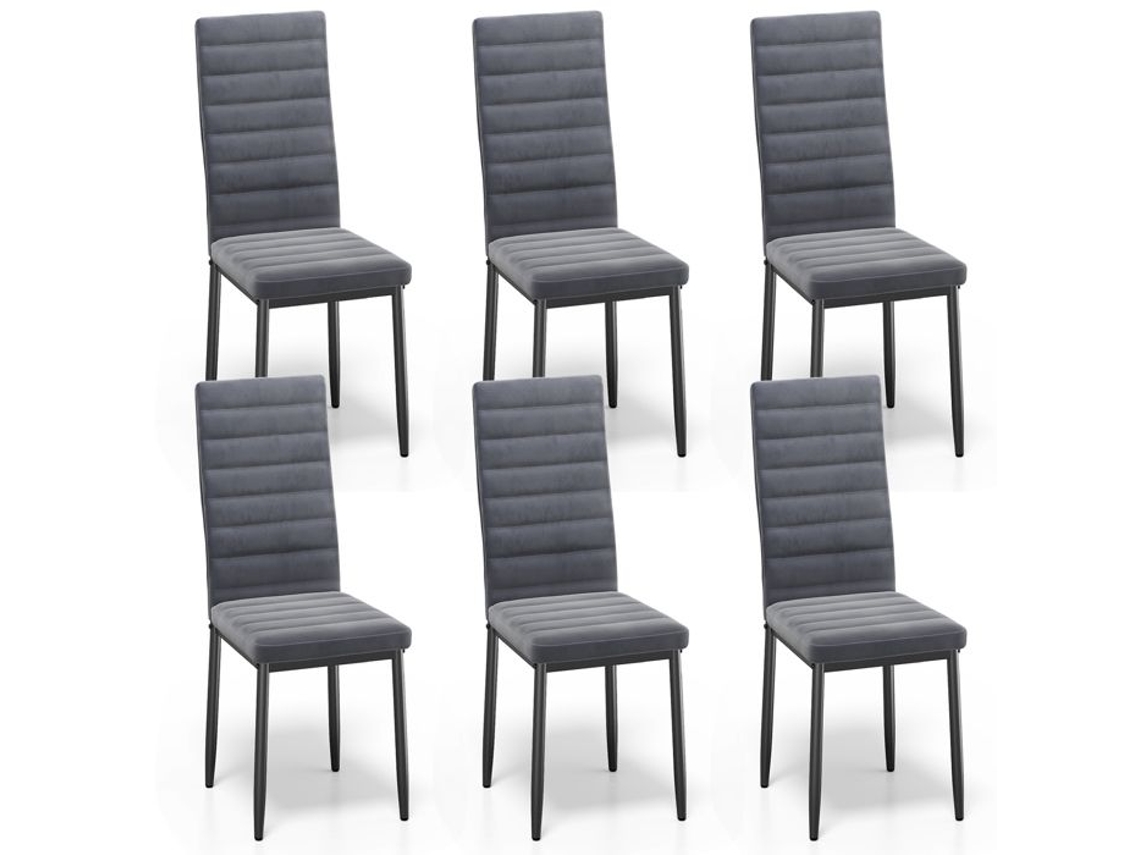 Cadeira escandinava em veludo cinzento - Conjunto de 6 - 96 cm