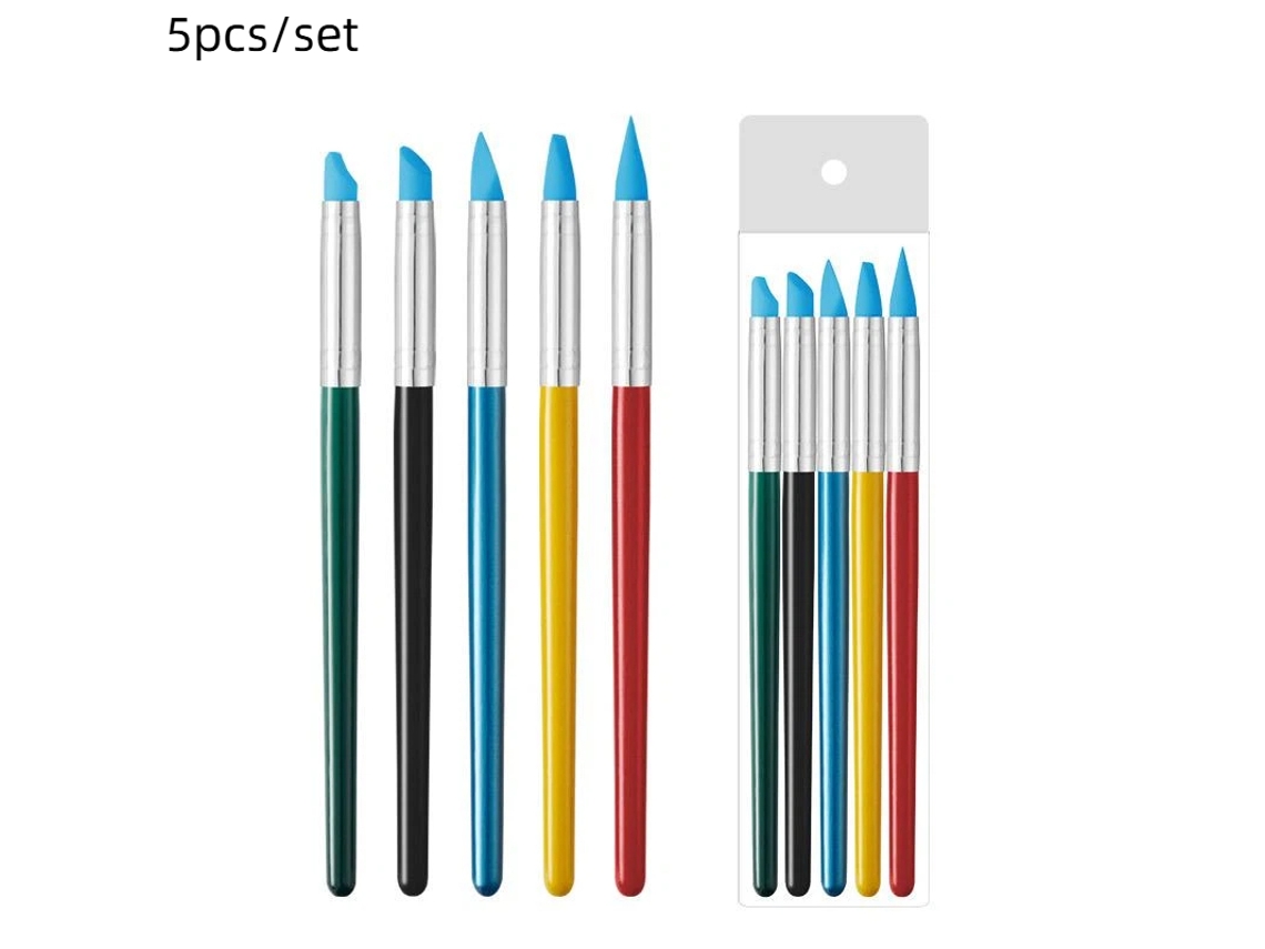 Conjunto de 5/10 Ferramentas de Silicone para Modelagem em Argila, Ideais para Pinceladas e Pontilhismo. AQUAFORGE