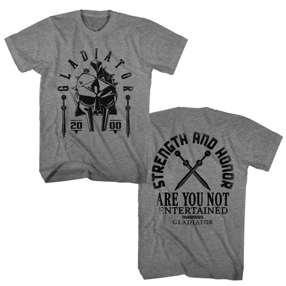 Unisex Adult T-shirt Rockinstone Gladiator Are You Not Entertained Graphite Heathersizes