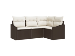 Conjunto 4 Conjunto De Assentos Para Exterior Vidaxl Castanho Vime Pe (178,5 X 123,5 X 85 Cm)