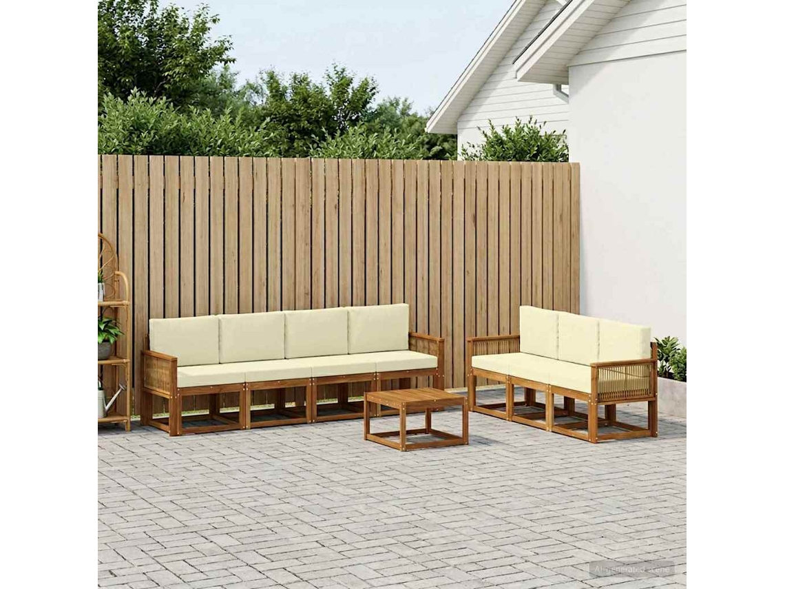 Vidaxl Conjunto De Sofás Para Exterior 8 Unid. Natural E Creme