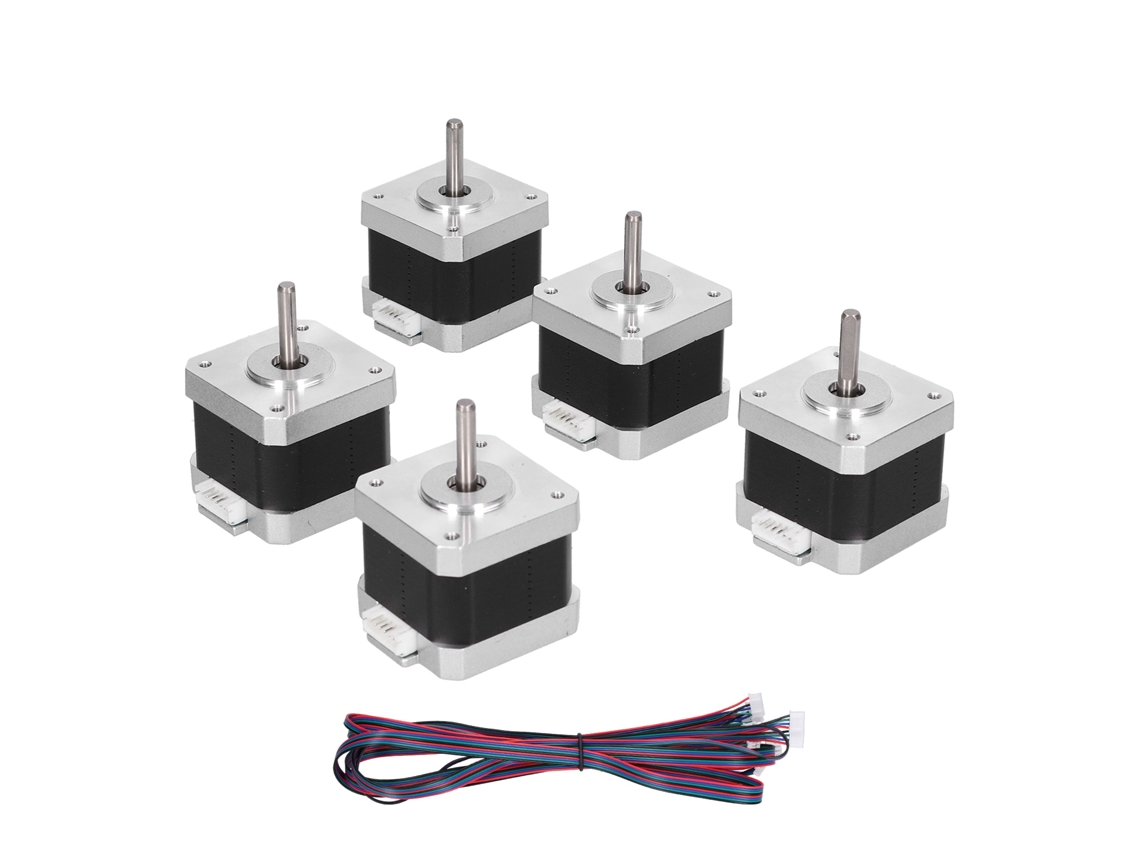 Motor De Passo 42 (alta Precisão, Estável, Velocidade Uniforme, Baixo Ruído) 17hs4401 Pacote De 5 Conector Xh-2.54 (2 Brancos)