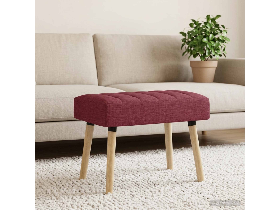 Vidaxl Banco Com Tufting Em Canal Vinho Vermelho 60 X 40 X 45 Cm