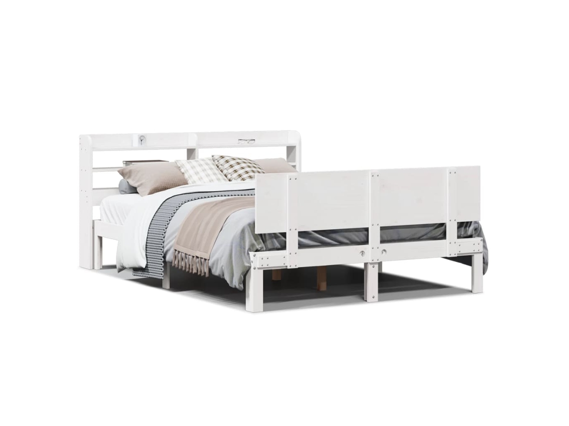 Bed Frame, Bed Frames Vidaxl Branco Madeira De Pinho (150 X 200 Cm)