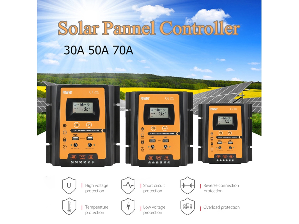 Controlador De Carga Solar Pwm 30a 12v/24v Com Usb E Proteção Contra Sobrecarga