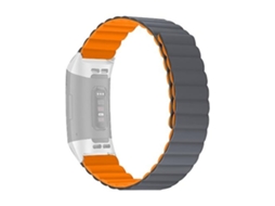 Lurelia Pulseira Magnética De Silicone, Compatível Com Fitbit Charge 3/ 4 Cinza Laranja