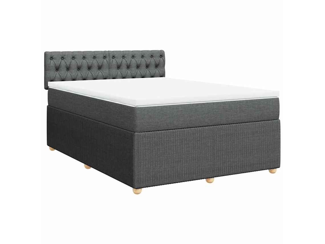 Cama com Molas e Colchão Tecido Cinzento Escuro MAISON EXCLUSIVE (140x190 cm)