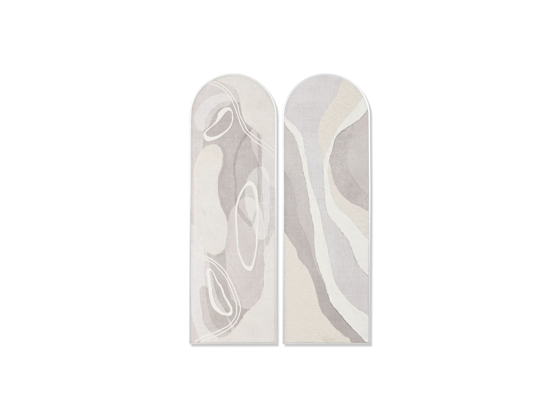 Pintura Home Esprit Branco Bege Abstrato Urbana 52 X 4 X 167 Cm (2 Unidades)