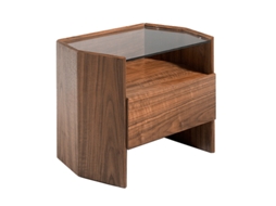 Mesa de Cabeceira ANGEL CERDÁ 7072 (Nogueira, Vidro, Cinzento - 65 x 45 x 50 cm)