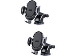 Conjunto De 2 Suportes Para Celular Veicular Em Abs E Silicone, Com Base Giratória E Fácil Instalação.