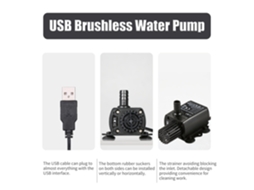 Bomba De Água Submersível Ultra Silenciosa Brushless Usb Para Aquário 150l/h