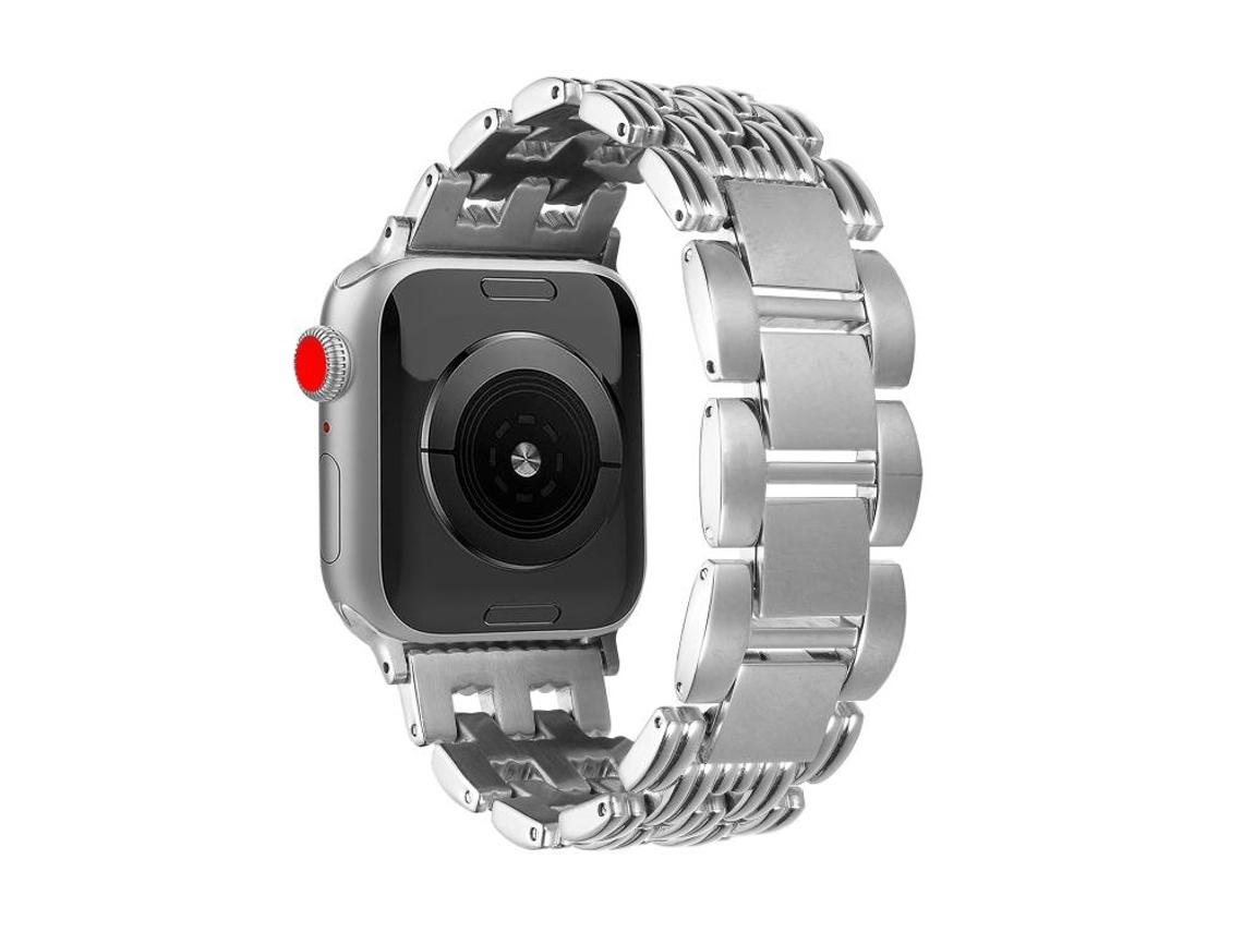Bracelete para Apple Watch 46/49/45/44mm Aço Inoxidável com 5 Listras Prateada XIAOMOYU