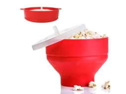 Tigela De Silicone Dobrável Para Pipoca, Tamanho Micro, Vermelha