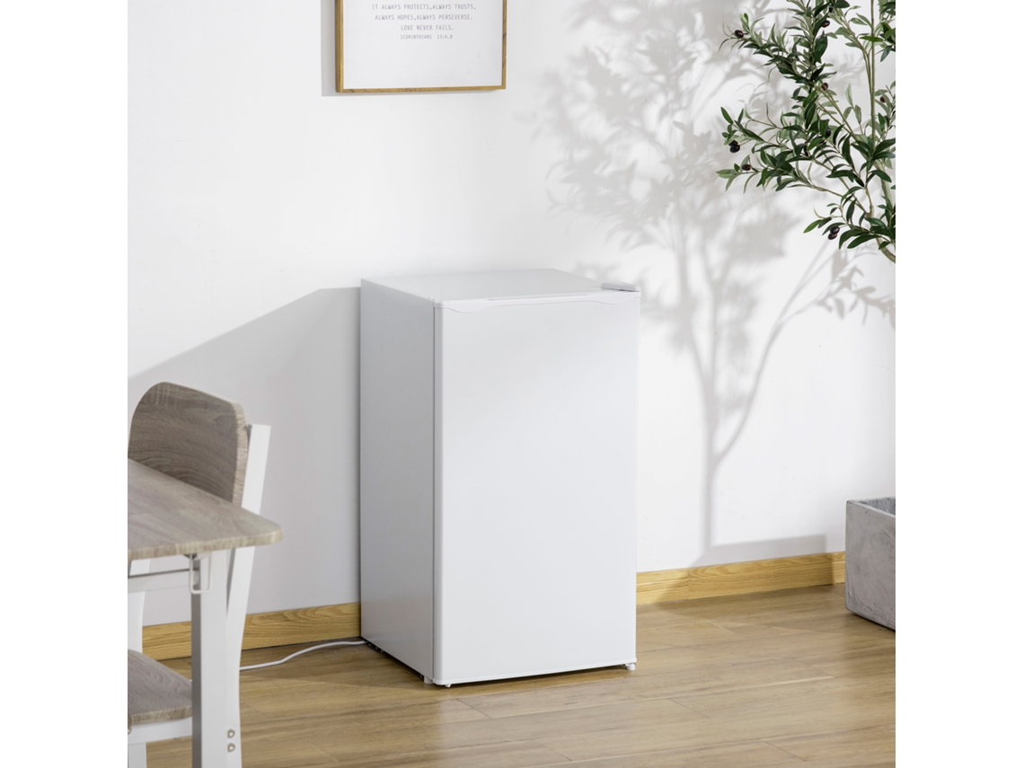 Mini Fridge, 91 Liter Capacity, Freezer Compartment, Adjustable Compartments, Quiet Operation, Compact Size, Plastic, Steel, White