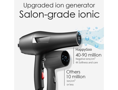 Secador de cabelo iônico profissional BEIJIYI, 2 velocidades, 3 configurações de calor, botão Cool Shot, com difusor, bico e pente coletor de vento