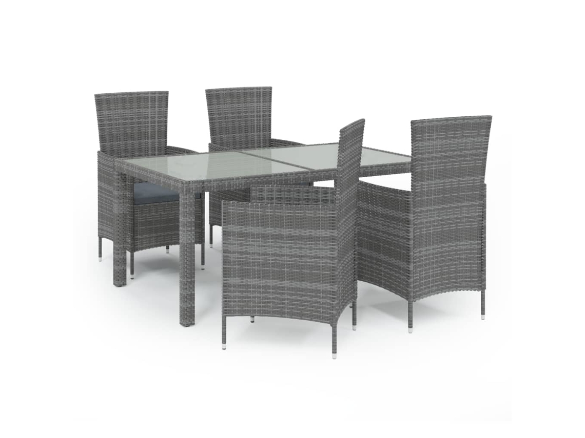 Maison Exclusive - 5pcs Conjunto De Jantar P/ Exterior C/ Almofadões Vime Pe Cinza