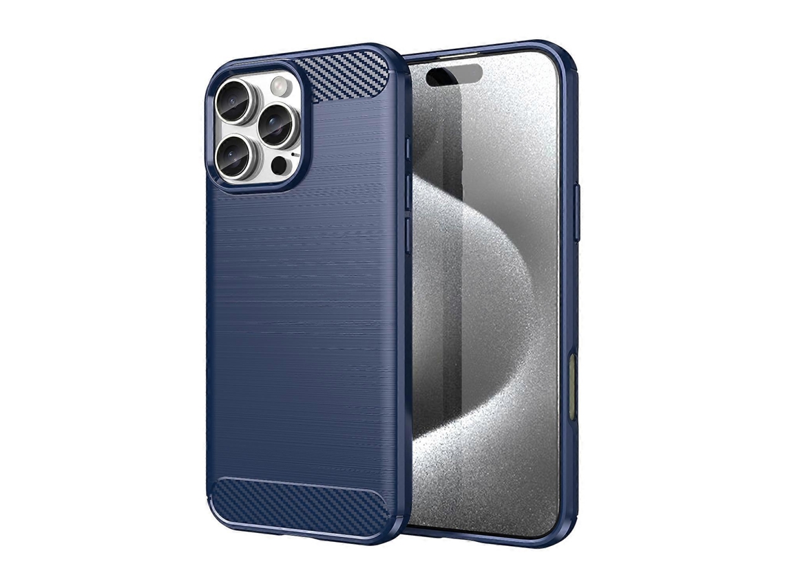 Capa Para Iphone 16e Em Tpu Com Textura Escovada De Fibra De Carbono