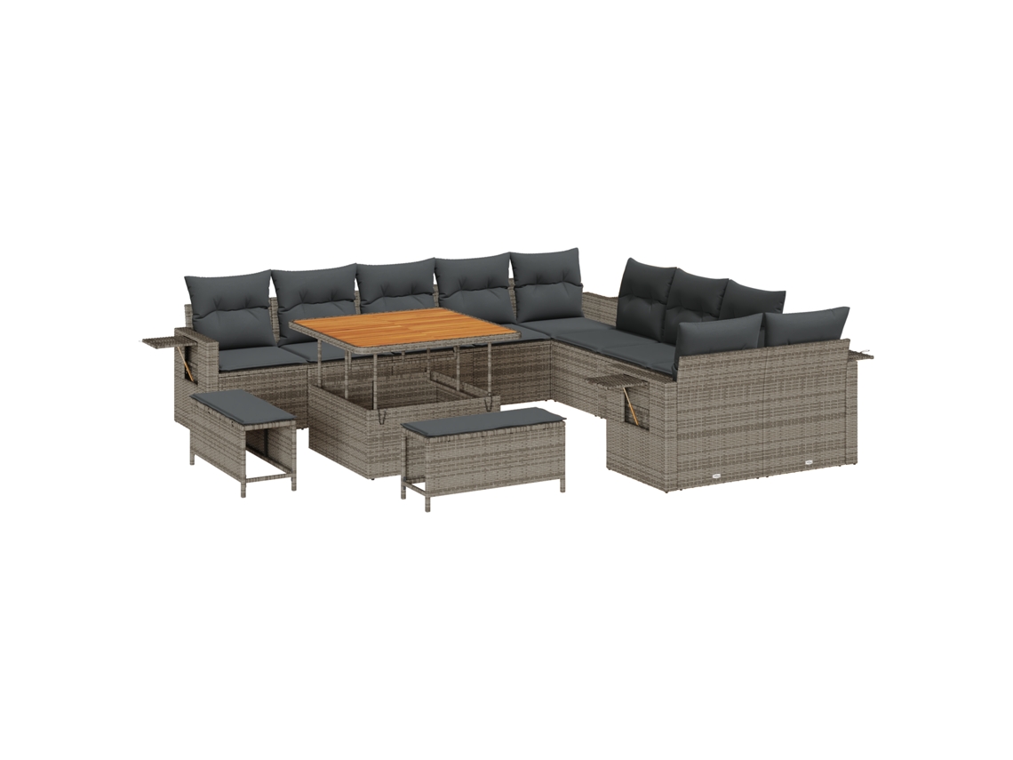 Conjunto 13 Conjunto De Sofá De Jardim Vidaxl Cinzento Vime Pe (100 X 100 X 71 Cm)