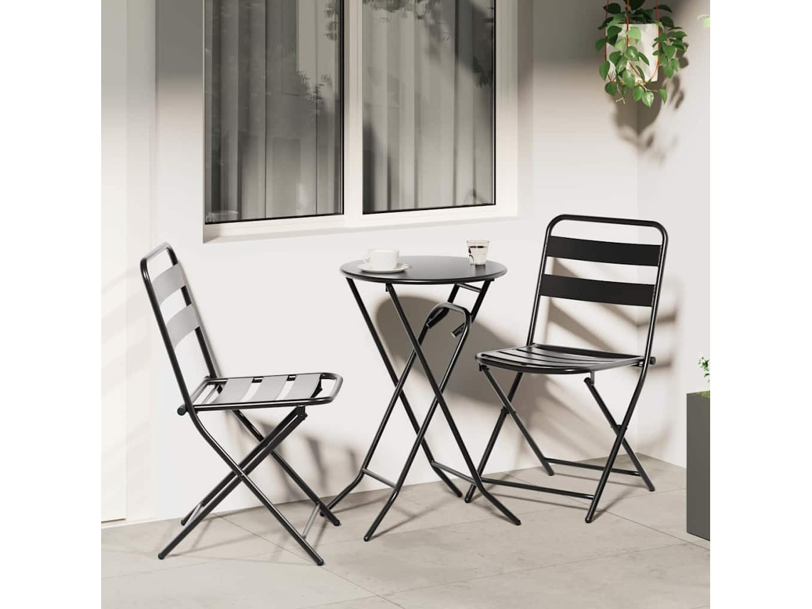 Vidaxl Conjunto Bistro De Jardim 3 Unid. Antracite Aço