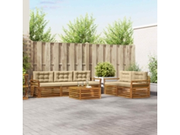 Vidaxl Conjunto De Sofás Para Exterior 6 Unid. Natural E Bege