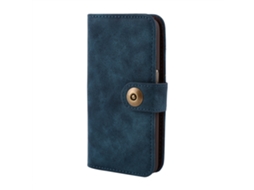 Capa de Telefone Samsung S7 Edge Capa de Couro Azul Marinho Retrô EOOCOO (carteira de Cartões Magnética Separada)