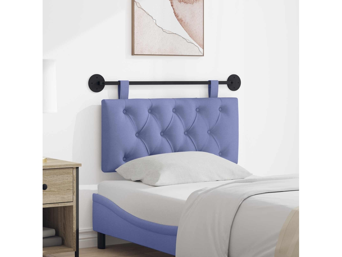 Vidaxl Cabeceira Suspensa Azul Jeans Tecido