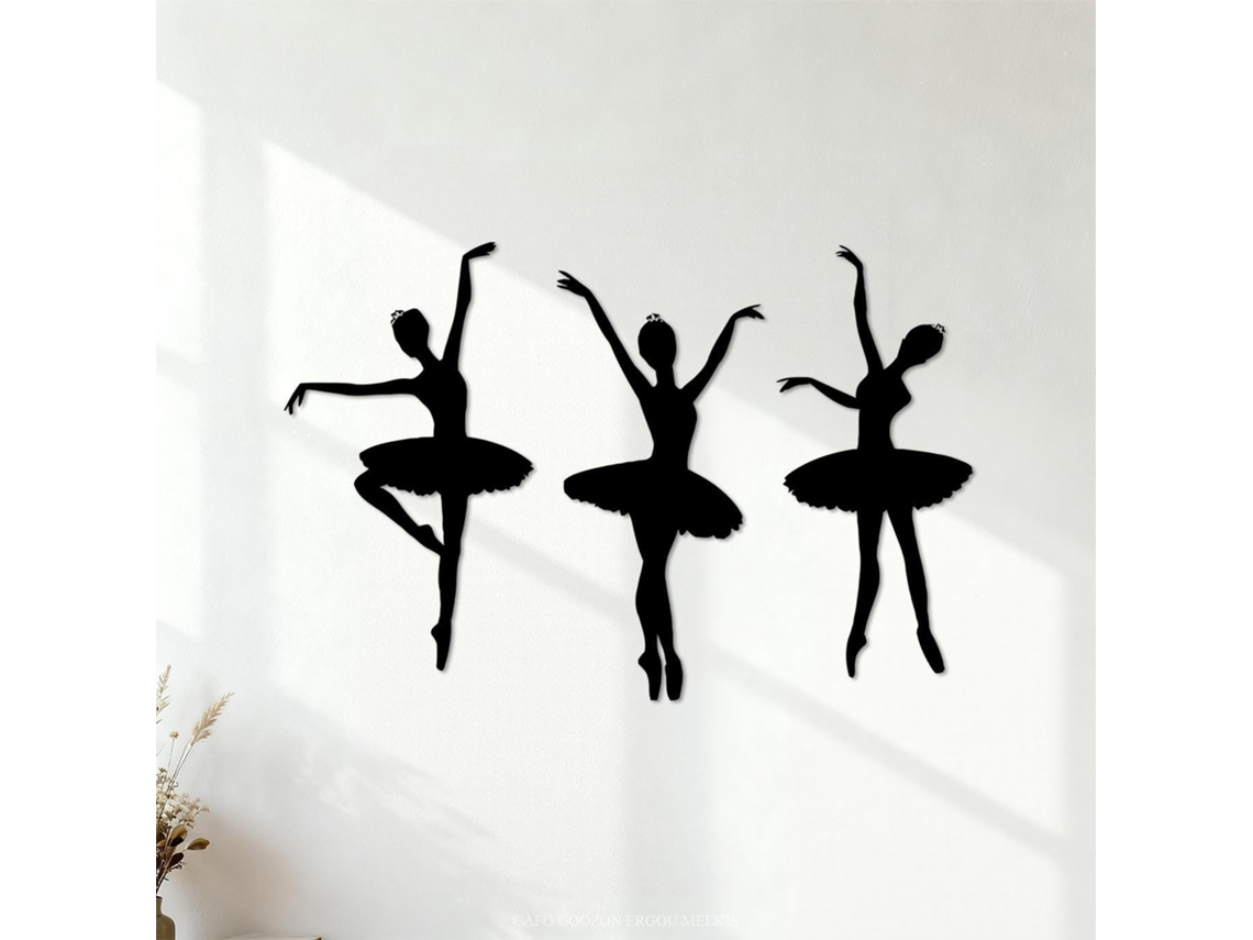 Adesivo de parede com silhueta de bailarina, 64x96,4cm, autoadesivo, preto.